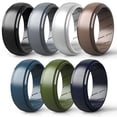 thumbnail image 1 of Anillo De Silicona Para Hombre, Juego De 2/7 Anillos, Alianzas De Boda De Goma Para Hombre, Ranuras Interiores De Flujo De Aire Con Borde Escalonado, 8 Mm De Ancho Y 2,2 Mm De Grosor, 1 of 5