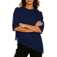 thumbnail image 6 of Ladies Tshirts Short 1/2 Sleeve Tops for Women Lace Spandex Loose Fit Plain Summer Fall Shirts 2026, 6 of 9