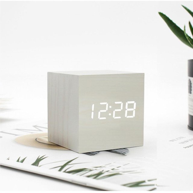 Sidaley Reloj despertador digital Reloj despertador LED de Reloj electrónico inteligente de escritorio Control de voz Reloj con función de Electrónica