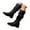 A Black, variant on Wovix Women's Knee High Low Hidden Wedge Boots Suede Lining Side Zipper Knee High Buckle Boots Trendy Daily Party Wear Shoes Black 36