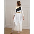 thumbnail image 4 of inhzoy Kids Girls Praise Lyrical Dance Dress Sleeveless Color Block Liturgical Worship Tunic Dancewear 6-16 White 10, 4 of 7