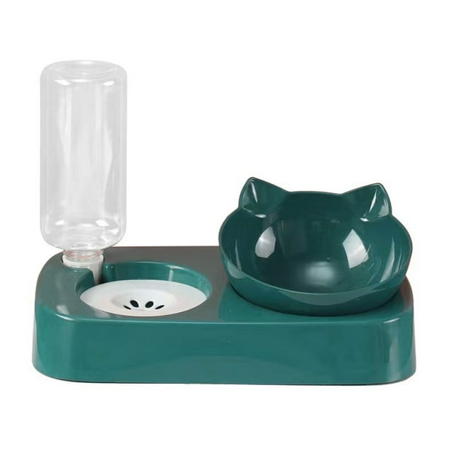 Cuenco doble para mascotas, previene la caída, protección del cuello, bebedero automático, juego de cuencos de agua y comida para perros y gatos