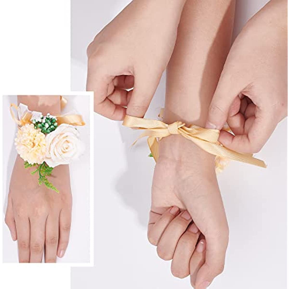 Wrist Corsage Elegant Comfortable Touch Anti-Wear Bride Bridesmaid Wrist  Corsage Flower Bracelet for Wedding Engagement Bl 