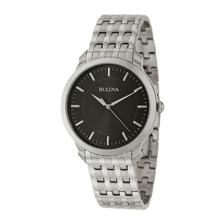 Classic Stainless Steel Mens Watch Black Dial Quartz 96A134
