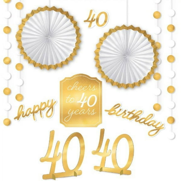 Birthday 'Golden Age' 40th Birthday Foil Room Decorating Kit (12pcs)