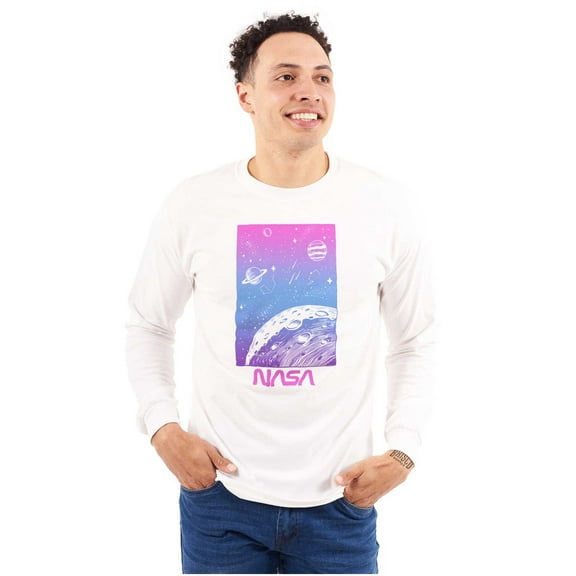 NASA Vaporwave Gradient Space Galaxy Long Sleeve TShirt Men Women Brisco Brands S