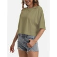thumbnail image 5 of Women's Comfy Basic Workout Gym Short Sleeve Crop Tops Casual Loose Oversized T-Shirts, 5 of 6