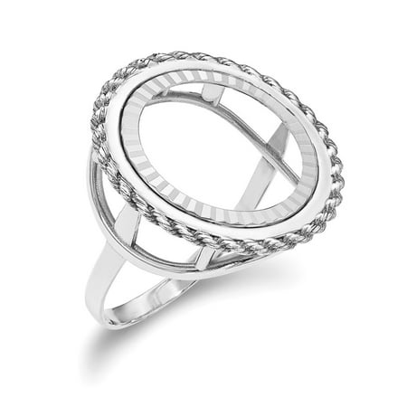 Eagle Coin Ring Roy Rose Jewelry 14K White Gold 1/10 American Eagle Diamond-cut Coin Ring ~ Size: 7 ()
