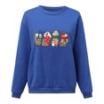 thumbnail image 3 of Gibobby Sudadera navideña mujer Top de cuello redondo de color sólido suelto informal con patrón de estampado lindo para mujer con suéter de Navidad(Azul,XG), 3 of 4