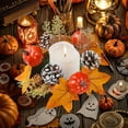 thumbnail image 4 of yulier Halloween Candle Rings Wreaths, Christmas Decorations Artificial Maple Leaf Pumpkin Berry Pinecone Candle Holder Rings Thanksgiving Party Table Centerpiece, 4 of 6