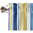 thumbnail image 5 of Window Tier Curtains 36 Inches Long Set of 2 Panels, Blue Yellow Striped Half Windows Rod Pocket Kitchen Curtains Farmhouse Navy Blue Ombre Stripes Small Kitchen Drapes for Bathroom Cafe 54x36, 5 of 5