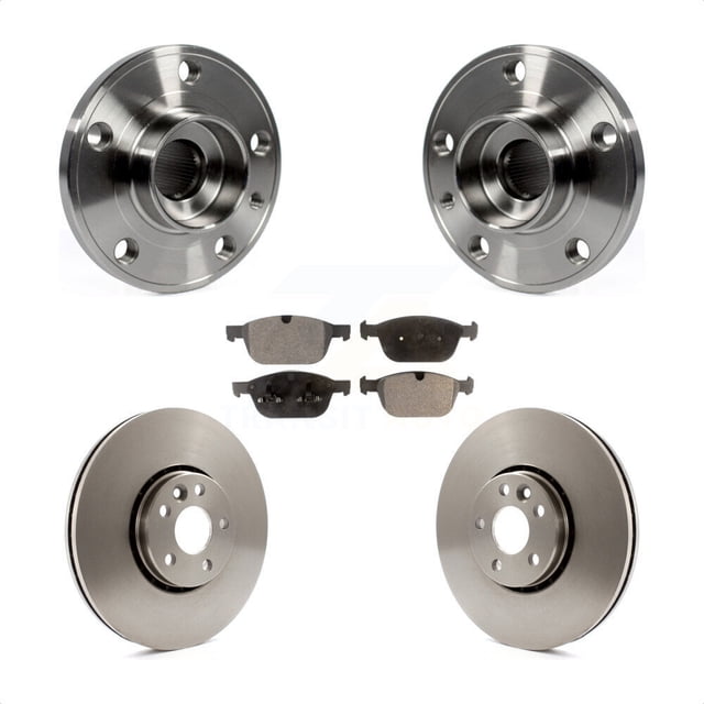 Transit Auto Front Hub Bearing Assembly Disc Brake Rotors and Semi-Metallic Pads Kit for Car 2010-2015 Volvo XC60 KBB-105223