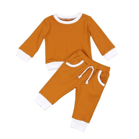 

WenaZao Baby Boys and Girls Fall Winter Knitted Long Sleeve Top and Long Pants