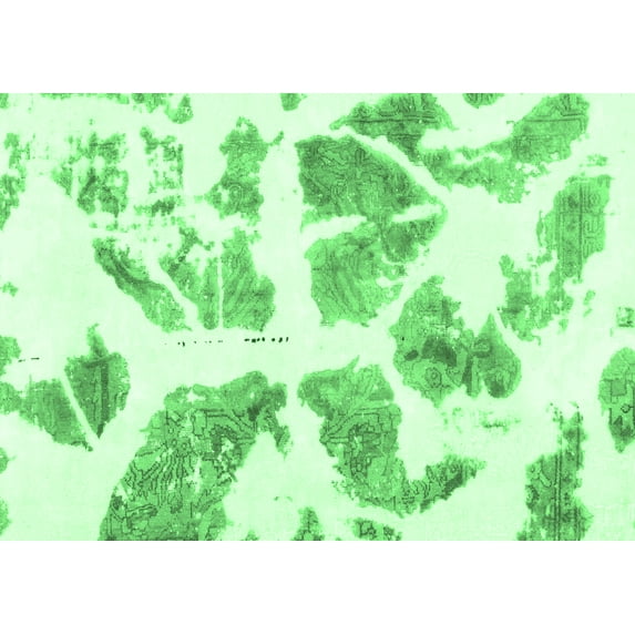 Ahgly Company Indoor Rectangle Abstract Emerald Green Modern Area Rugs, 8' x 10'