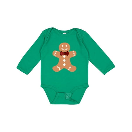 

Inktastic Cute Gingerbread Man with Red Plaid Bowtie Gift Baby Boy or Baby Girl Long Sleeve Bodysuit