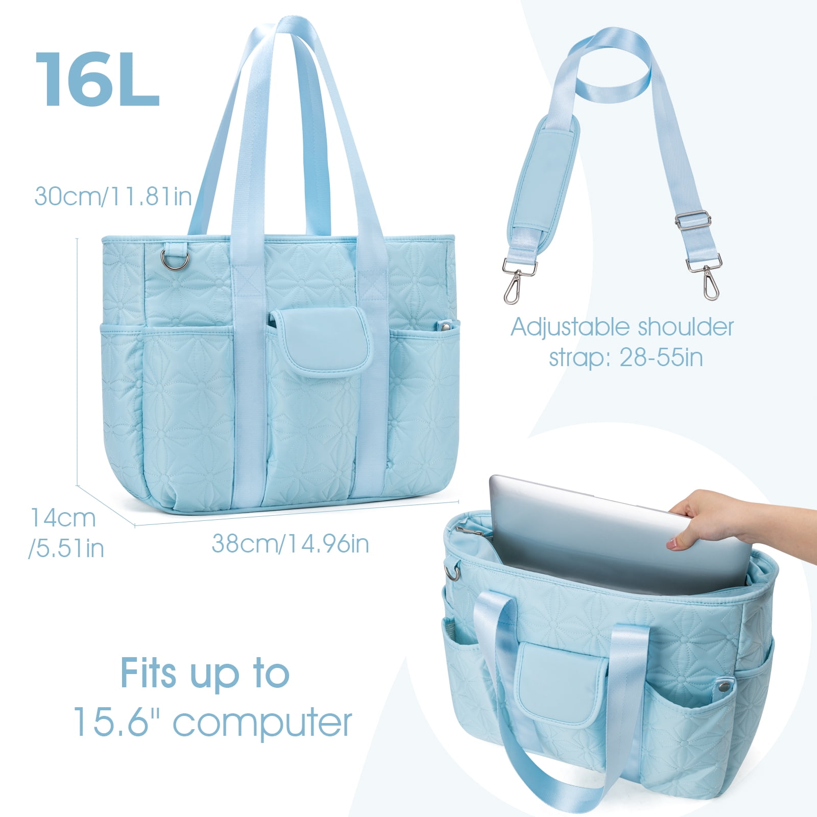 Tote Bag for Women with Multi-Pocket, Kabaqoo Crossbody Work Bag for Casual Dating College