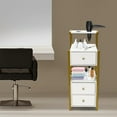 thumbnail image 4 of Salon Storage Cabinet with 3 Drawers, Salon Station Makeup Organizer Shelf with Hair Dryer Holders, Salon Trolley Makeup Holder for Hair Stylist Beauty Salon, H5.5in Drawers, White, 4 of 9