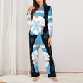 thumbnail image 2 of Gukieu Christmas Gnome Snowflake Print Women's Long Sleeve Pajama Set, Button Top Elastic Pocket Pajama Pants Two Piece Set Home Wear-Medium, 2 of 7