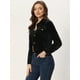 thumbnail image 4 of Chaqueta de Terciopelo Allegra K para Mujer con Bolsillo y Solapa Corta Manga Larga Botón Negro XL, 4 of 5