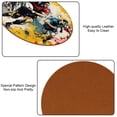 thumbnail image 5 of Football 6PCS Round Coasters Microfiber Leather Set of 6 Drink Coasters with Holder, 4.3x4.3 inch, Dining Table, Bar, Home and Kitchen Decor, Black Color Coasters Package, 5 of 6
