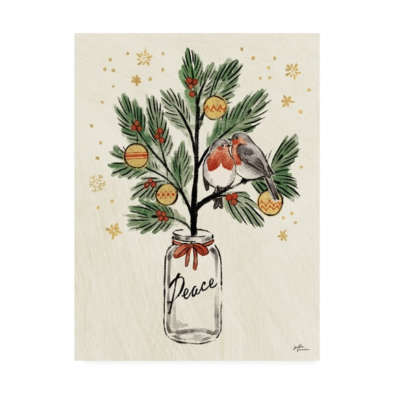 Trademark Fine Art 'Christmas Lovebirds VI' Canvas Art by Janelle Penner