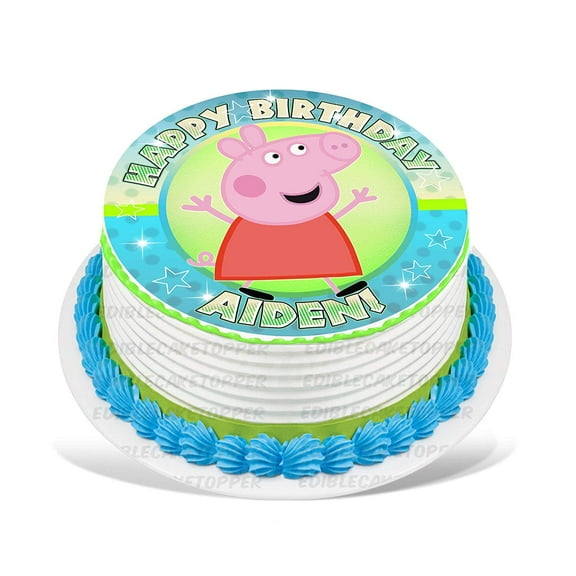 Peppa Pig Edible Cake Image Topper Personalized Picture 8 Inches Round