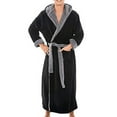 thumbnail image 1 of Men Fleece Long Dressing Gown Hooded Bath Robe Nightwear, 1 of 3