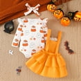 thumbnail image 4 of kamemir Baby Girl Thanksgiving Christmas Outfit Ruffle Romper Suspender Skirt Set Overall Dress Clothes(Orange,0-3 Months), 4 of 6