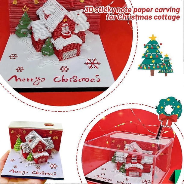 Festival Village House 3D Memo Pad Aesthetic Desktop Paper Carving Art Note