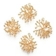thumbnail image 4 of 2pc Brass Pendants Coral Nickel Free Real 18K Gold Plated 29~31x27~28x12mm Hole: 1.5mm, 4 of 4