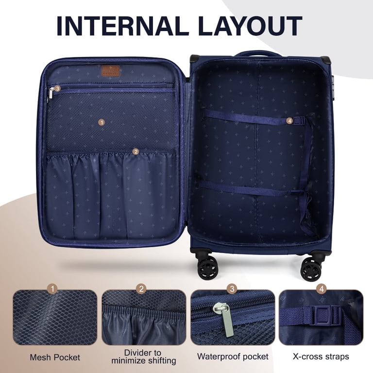 New York Xpress 3 Piece Softside Luggage Set Expandable Suitcase