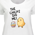 thumbnail image 4 of Inktastic The Chicks Dig Me Easter Baby Chick with Basket and Eggs Women's Plus Size T-Shirt, 4 of 5