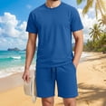 thumbnail image 2 of JAJAHO Mens Summer 2 Piece Outfits Short Sleeve Loose Fit T Shirt And Drawstring Shorts Set Comfortable Athletic Casual Wear Solid Color Soft Outfit, 2 of 9