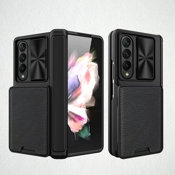 for Samsung Galaxy Z Fold 4 5G Case Wallet, Slide Camera Cover, [Detachable Wallet] [Magnetic Car Mount] Z Fold 4 7.6" 2022 Case with Card Holder Military Grade Protective Phone Cover, Black