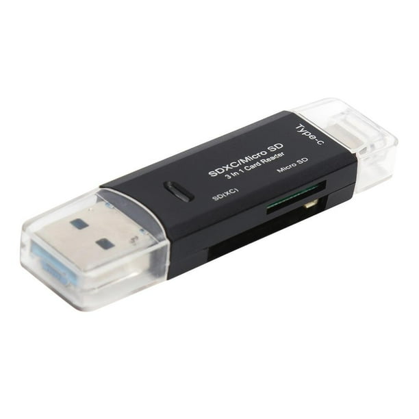 Lector de tarjetas de memoria OTG 3 en 1 USB tipo C USB de alta velocidad .0 para TF/Mirco SD Hugtrwg Para estrenar