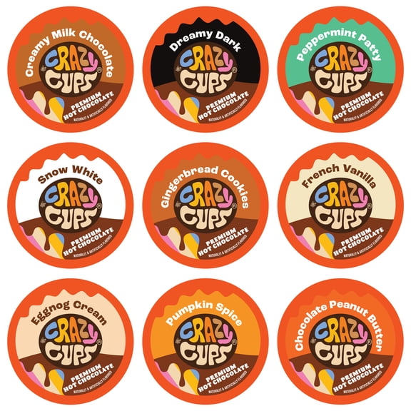 Crazy Cups Hot Chocolate Variety Pack, Medium Roast Keurig K-Cup Coffee Pods, Gluten-Free, 40 Count