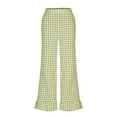 thumbnail image 4 of Women Gingham Pants Ruffle Hem High Waist Lounge Pants Cute Checkered Going Out Pants Pajama Bottom Streetwear, 4 of 6