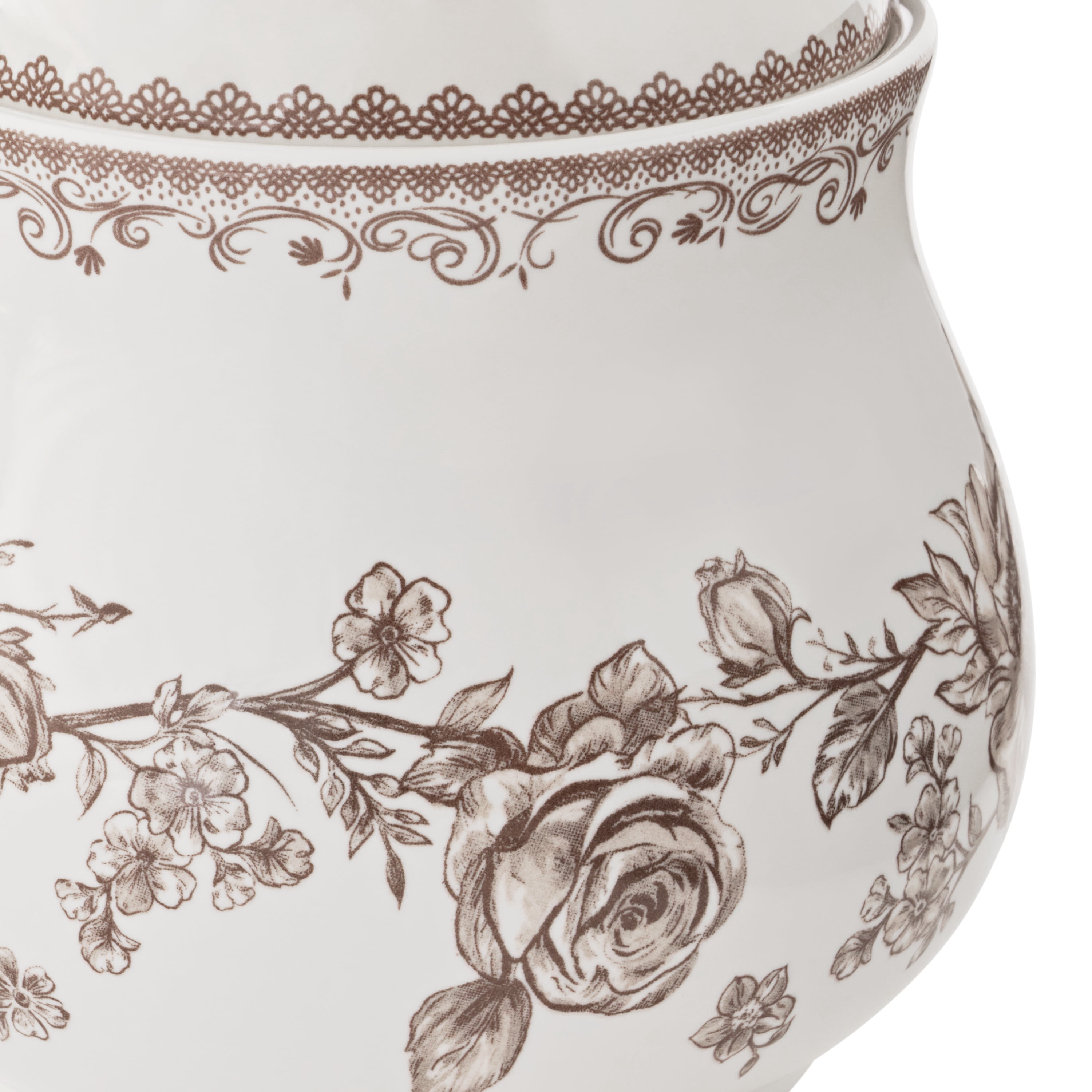 The Pioneer Woman Agatha Stoneware Sugar Bowl with Lid, Brown