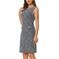 thumbnail image 4 of INSPIRE CHIC Women's Sleeveless Tweed Dress Boat Neck Work Office Sheath Dresses S Pink Black, 4 of 6