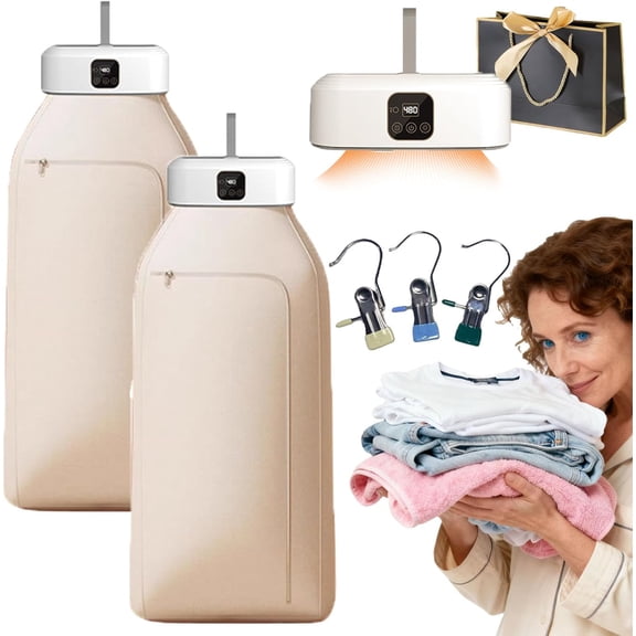 Portable Dryer for Clothes, Upgraded Portable & Compact Clothes Dryer, Foldable Electric Drying Machine with Dry Bag, Mini Laundry Dryers with Adjustable Timer for Travel, Home, Apartment