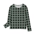 thumbnail image 5 of Odeerbi Teen Boys Girls Fall Winter Basic Layering T-Shirt Plaid Basic Tees Long Sleeve Lattice Print Shirts Cute Crewneck Tops Dressy Blouses Base Layer Teen Clothes Gray, 5 of 6