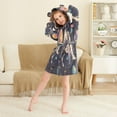 thumbnail image 3 of FORMRS Niños Bathrobe Unisex Hooded Robe Soft Plush Pajamas Sleepwear, Size 4-6T, Pink Record, 3 of 7