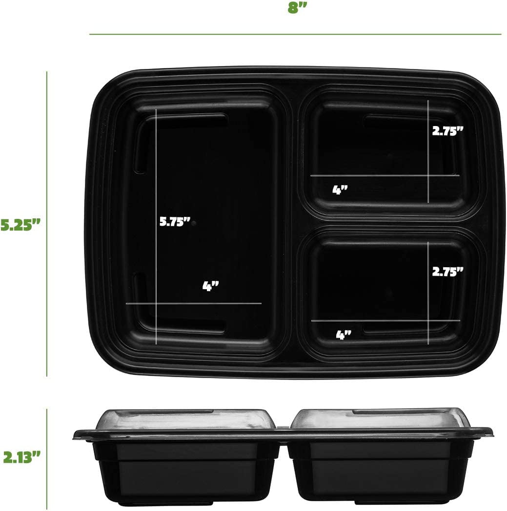 20-100 pcs 32/36oz Meal Prep Food Container 2/3 Compartment Storage Reusable