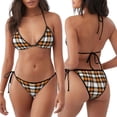 thumbnail image 3 of Balery Orange Plaid Pijama Estampado Bikini de Dos Piezas para Mujer - Conjunto de Bikini Ajustable Sexy y Cómodo para Playa, 3 of 6