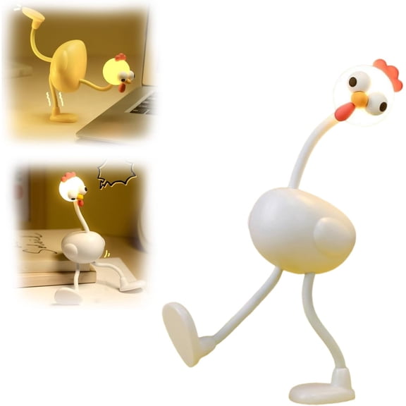 Chicken Night Light with Bendable Silicone Legs for Kids and Adults, Cute LED Nursery Lamp