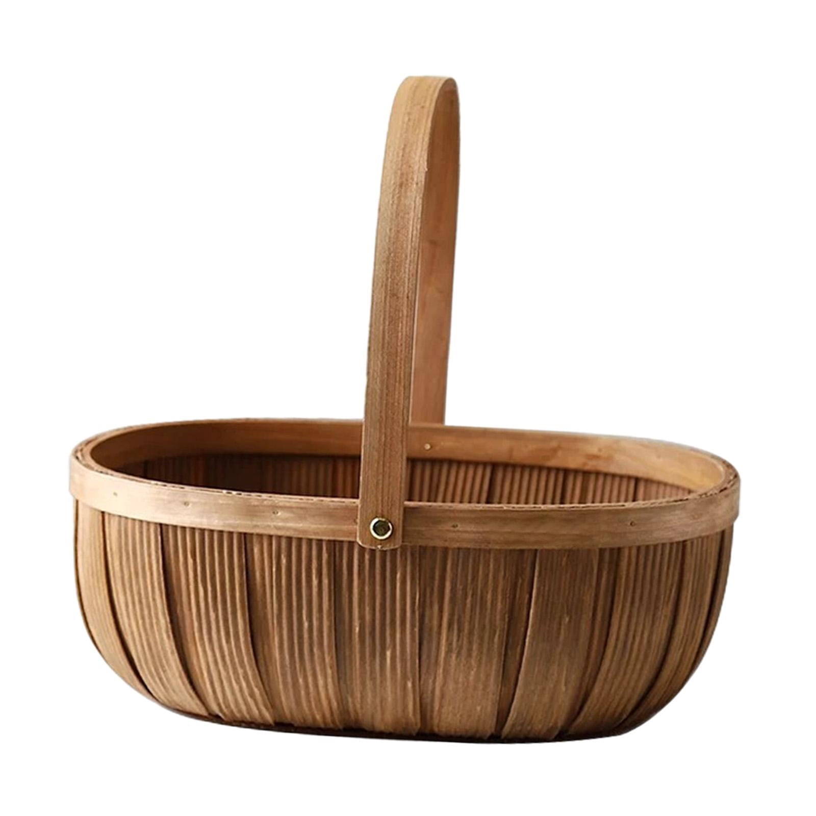 TISHITA Wooden Bread Basket Fruit Basket Wicker Woven Kitchen Cabinet Organizer Easter Basket for Bath Toy Kids Toys Versatile Sturdy Size S
