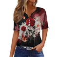 thumbnail image 5 of IYYVV Women Fall Halloween V Neck Shirt Pumpkin Graphic Short Sleeve Tee Autumn Holiday Family Matching Top Multicolor 2XL, 5 of 6