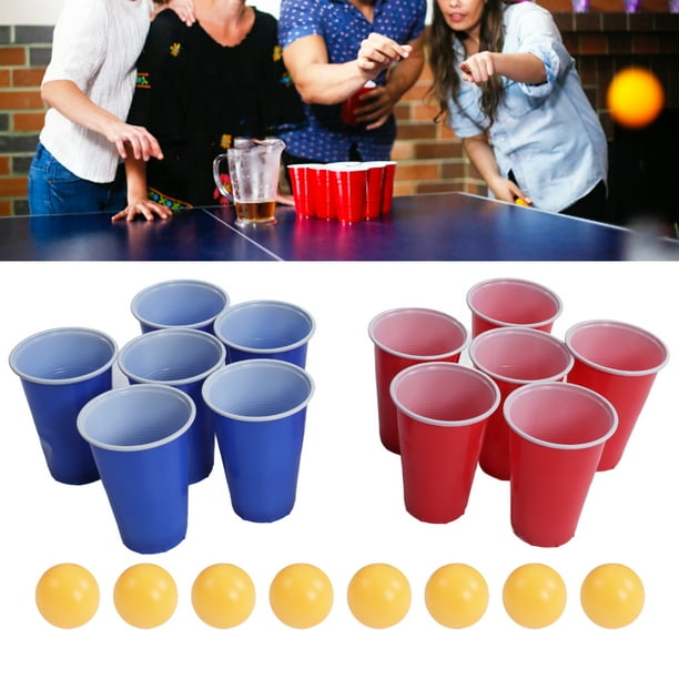 Juego De Vasos Con Pelotas De Pong, Juego De Beer Pong De Plástico, Bordes Suavizados, 12 Tazas, Lanzamiento De 8 Bolas Para Fiestas Navideñas