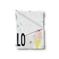 thumbnail image 2 of Hello Summer Soft Flannel Fleece Throw Blanket, Pastel Tone Lettering with Summer Tastes Watermelon Cherry and Ice Cream, Cozy Plush for Indoor and Outdoor Use, 50" x 60", Multicolor, by Ambesonne, 2 of 5
