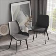 thumbnail image 3 of JERFIT Modern Upholstered Dining Chairs with Metal Legs, Set of 2, Comfortable Faux Leather Side Chairs for Kitchen, Dining Room, Cafe, Black and Gray, 3 of 10